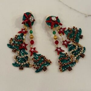 Vintage, Collectible, “Lunch at the Ritz” Christmas tree earrings.